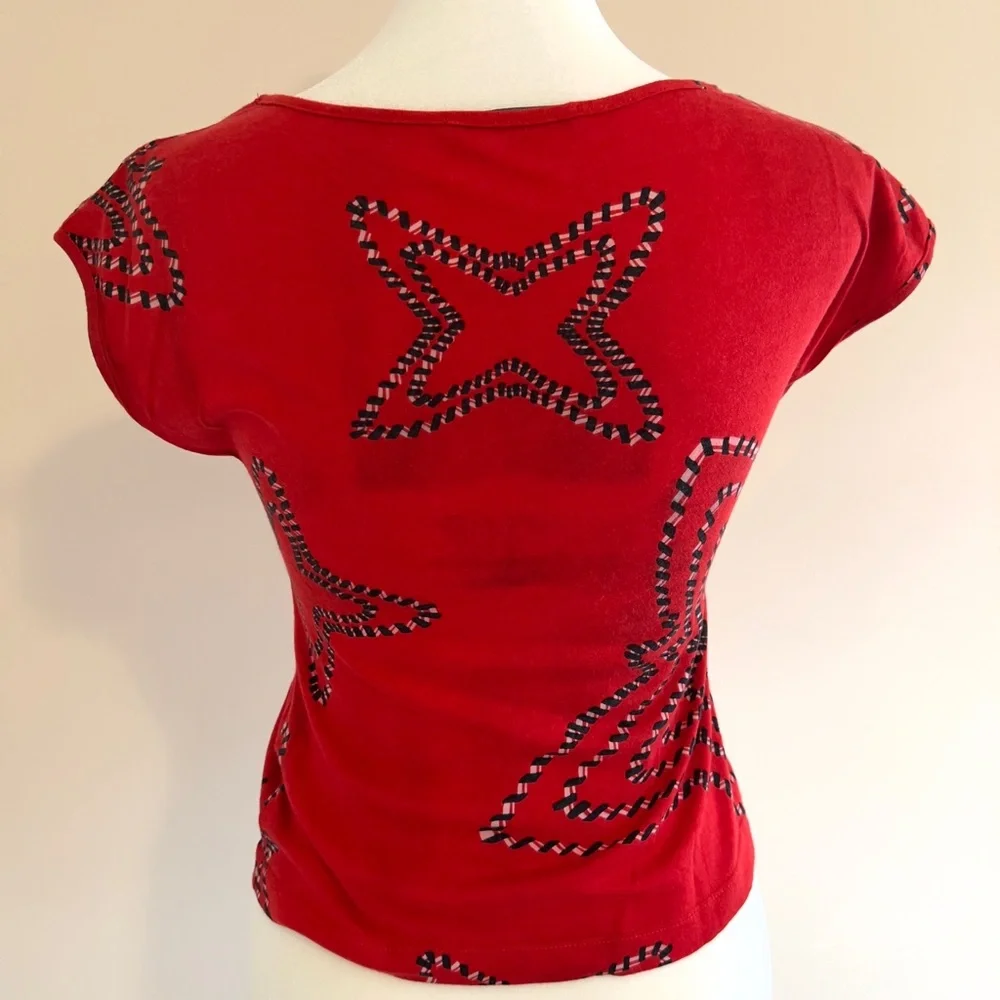 Valentino Jeans/Sport red cropped, cap sleeve T - Picture 6 of 10